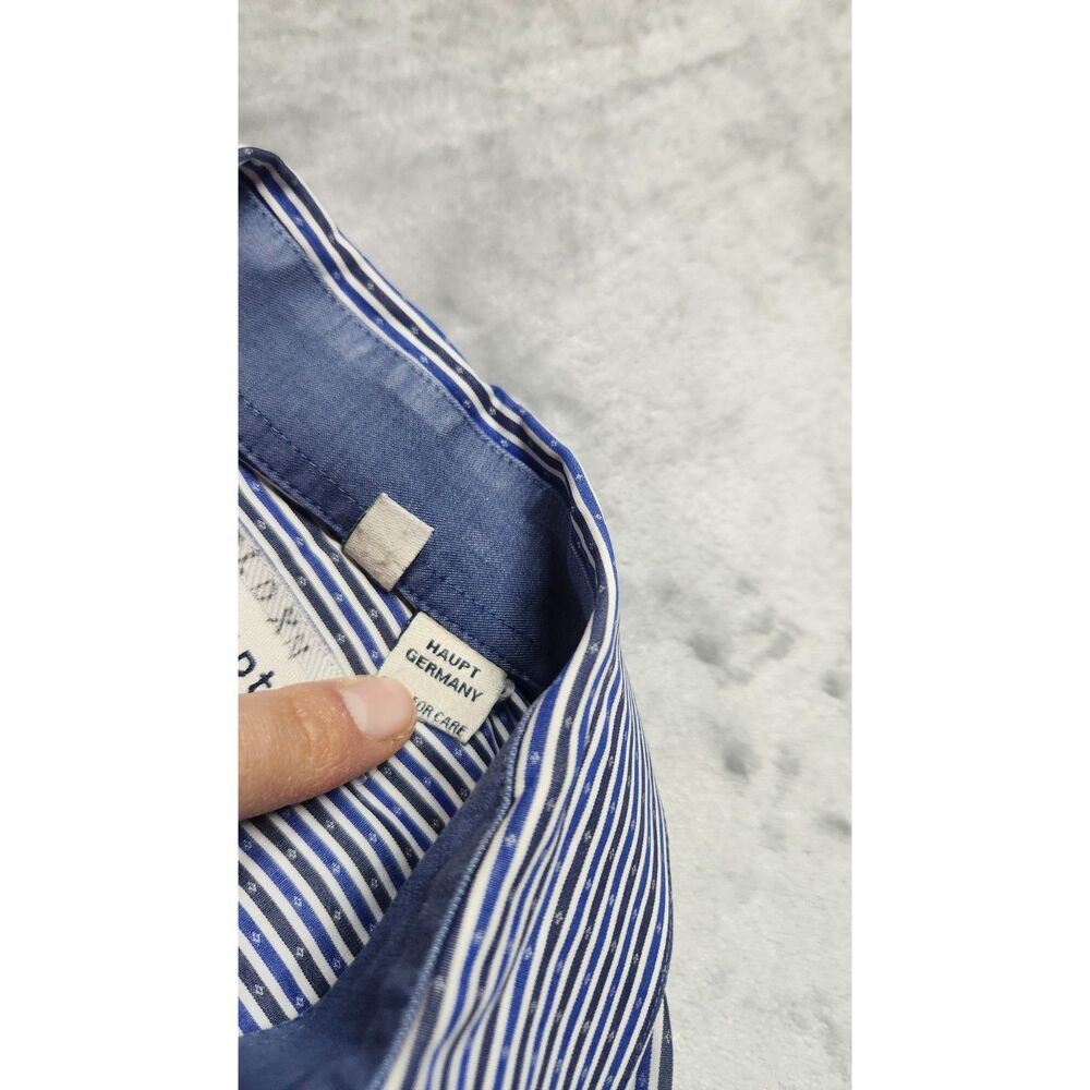 Haupt Men's Size S 37-38 Blue Striped Long‎ Sleeve Shirt